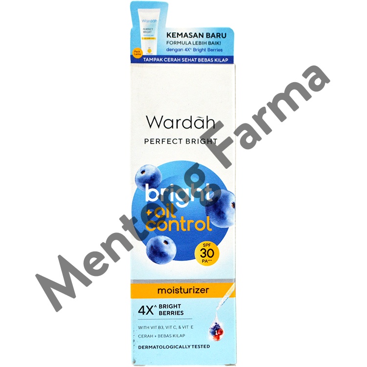 Wardah Perfect Bright Moisturizer + Oil Control SPF 30 20 mL - Krim Pelembab Wajah Cerah Bebas Kilap