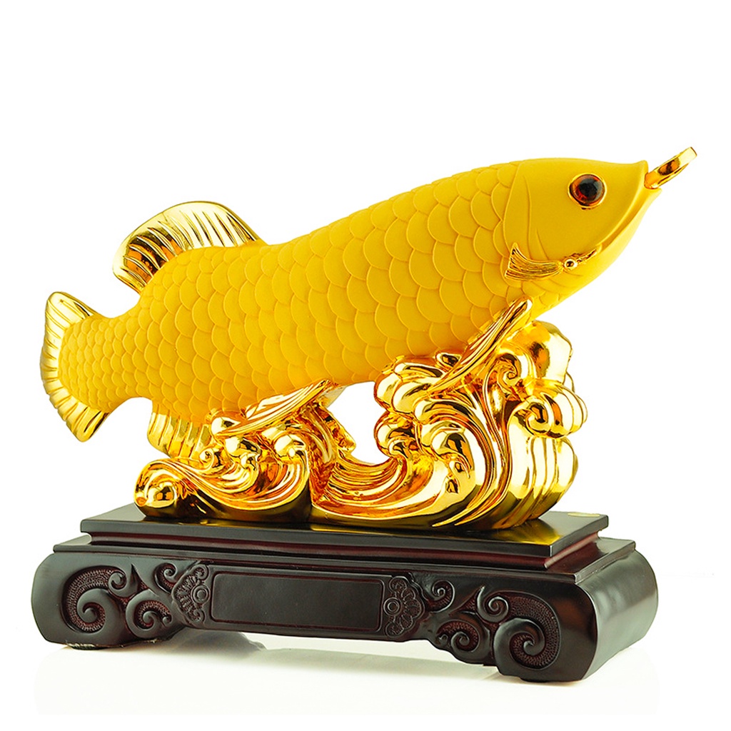 Patung Pajangan Hiasan Ikan Arwana Arowana Golden Silver Supered Red Gold Albino Hb Pino Blue Base Bluebase Kuning Mata Merah Jardini Jardin Crossback Brazil Banjar Hadiah Kado Fengshui Fengsui Feng Shui Rejeki Hoki Meja Kantor Batu Resin Baby Besar Jumbo