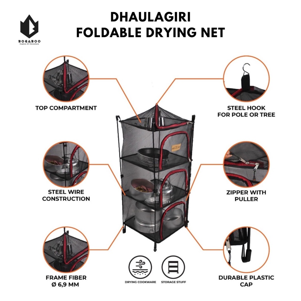 BISA COD Lemari / RAK Lipat DHAULAGIRI - DH FOLDABLE DRYING NET - Almari Lipat Hiking Portable - Rak Ultralight