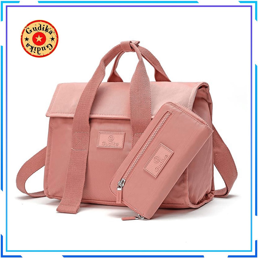 PROMO GUDIKA 5118 - Tas Set Dompet Selempang Wanita Kekinian Import Original Terbaru Bahan Nilon Waterproof Anti Air Sling Bag Premium Korea bisa muat banyak barang banyak slot kocek - tas wanita - tas cewek - tas kerja - tas kondangan - gudika bag