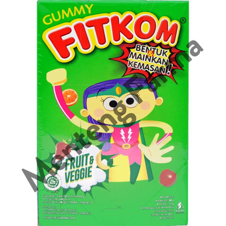 Fitkom Gummy Fruit &amp; Veggie 4 Sachet - Tinggi Serat untuk Kesehatan Pencernaan Anak