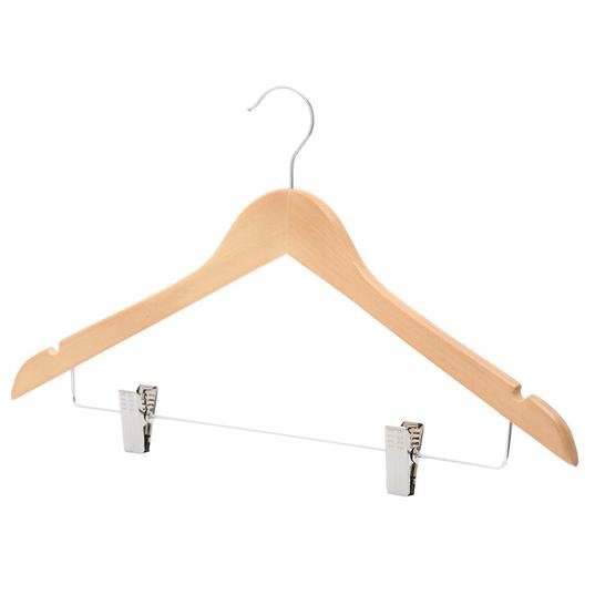 Hanger Kayu Dewasa Jepit Besi (Wood) - Warna Natural 1 Lusin  Gantungan Baju Palang Jepit Besi Setelan (12 Pcs)