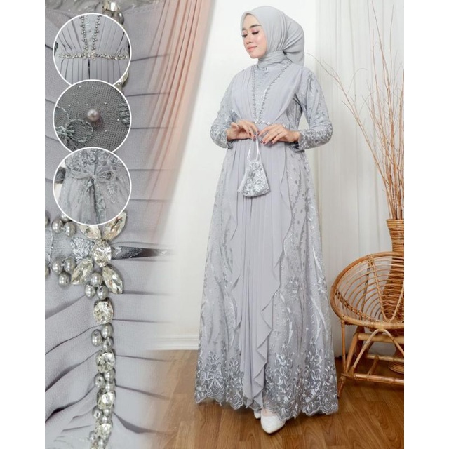 CALISTA DRESS // BAHAN TILLE BORDIR MUTIARA KOMBINASI CERUTY // By Yani Kebaya