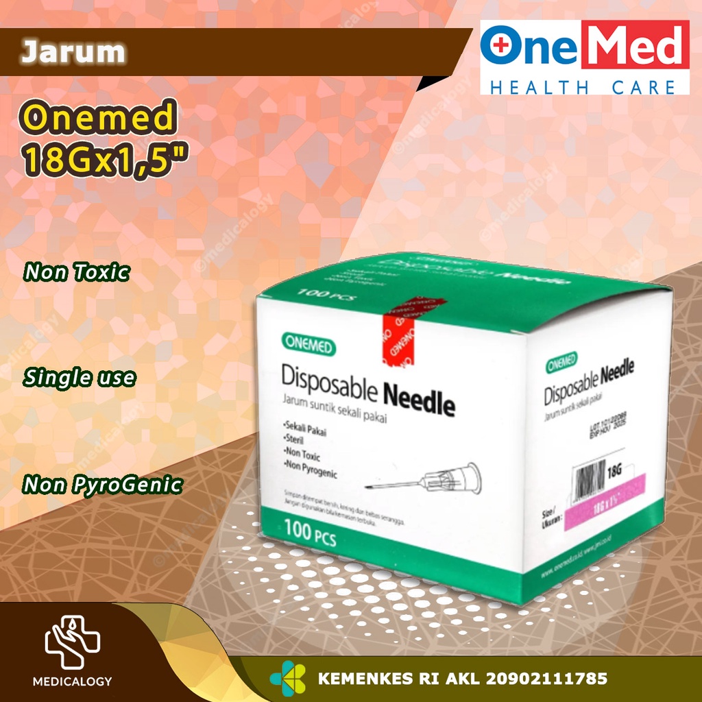 Needle Onemed 18G x 1 1/2inch Disposable