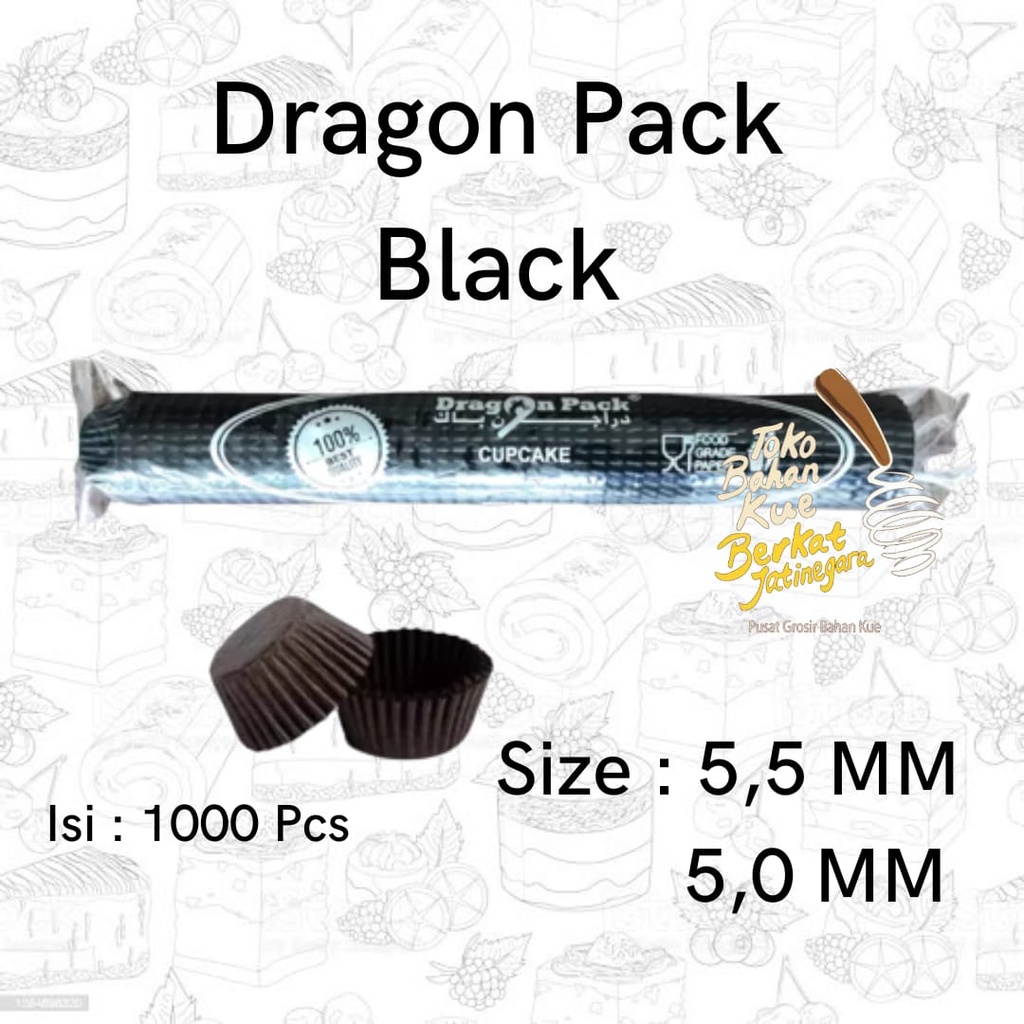 DRAGON PACK CUP CAKE ROUND GLASSINE BLACK ISI 1000 PCS / ALAS KUE NASTAR