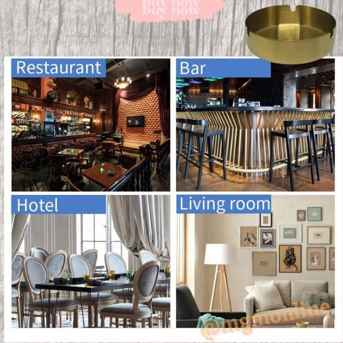 Asbak Stainless GOLD Cafe Tebal Bulat 10cm asbak besi polos 3 lubang