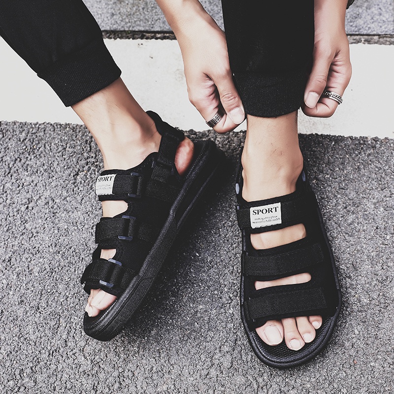 【COD】Sandal Pria | Hitam | Putih | Emas | Sandal Casual Pria | Sandal Kulit Asli Pria
