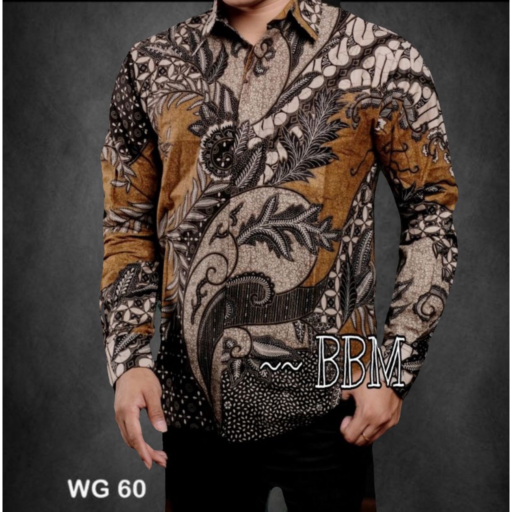 BSWART Batik HRB026 kenongo kemeja panjang anjani biru Pekalongan M L XL Batik Pria MURAH Modern Grosir