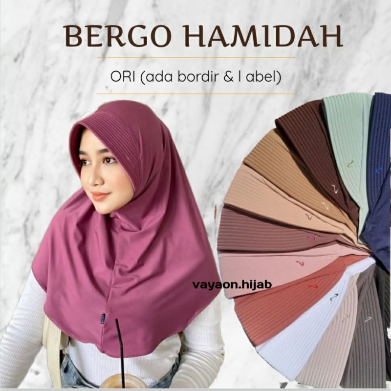 (ORI) HIJAB BERGO HAMIDAH / jilbab SPORT / kerudung olahraga sekolah / spandek jersey premium sarah bergo instan oval menutup dada terbaru termurah vayaon.hijab