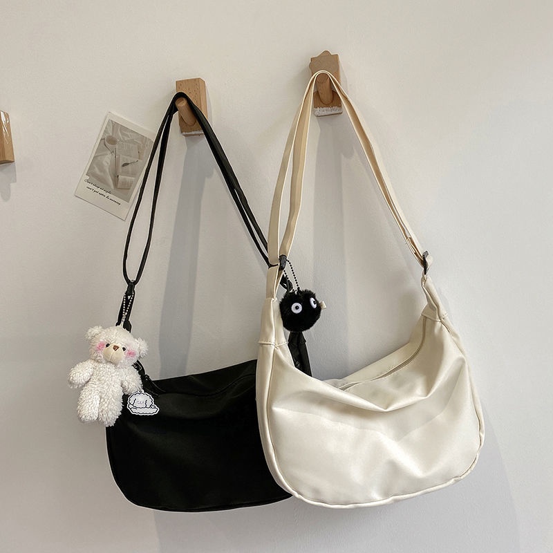 ✔☍✾Harajuku Jepang Chic Vintage Gadis Warna Solid Lembut Gadis Tas Bahu Versi Korea In Sederhana Messenger Tas Dumpling Bag