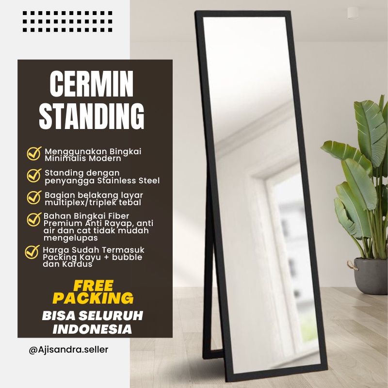 Kaca Cermin Full Body Aesthetic Cermin Standing Mirror Dinding Minimalist Design Kaca Rias UK.127 X 30 CM Room Decor Termurah