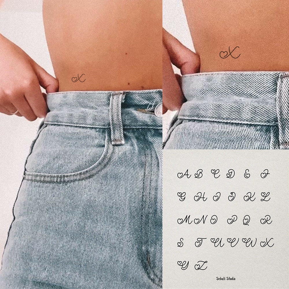 Tato Temporer Huruf Inisial  | Tattoo Temporary Initials Part 9 Waterproof Sebati Studio