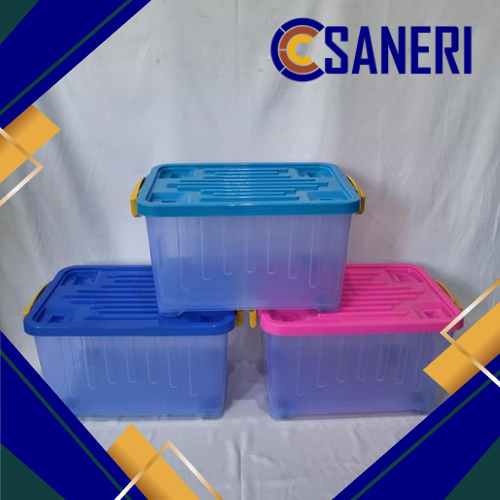 CONTAINER BOX PLASTIK PENYIMPANAN 30 LTR TRANSPARAN WARNA