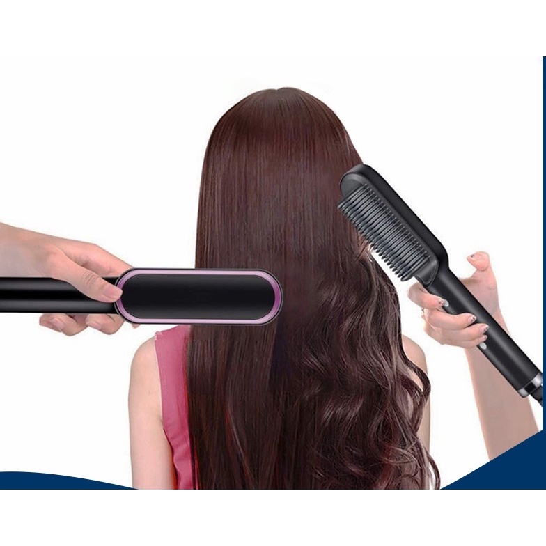 &lt; M.A &gt; Sisir Catokan Rambut Catok Sisir Elektrik Pelurus Rambut Curler 2 in 1  catokan sisir listrik Multifungsi