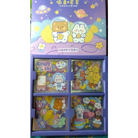 

[READY STOK | BISA COD] DIY Sticker Set Diary Book Aesthetic Sticker Deco 20/100 lembar Sticker Tumblr Botol Sticker Karakter Kartun