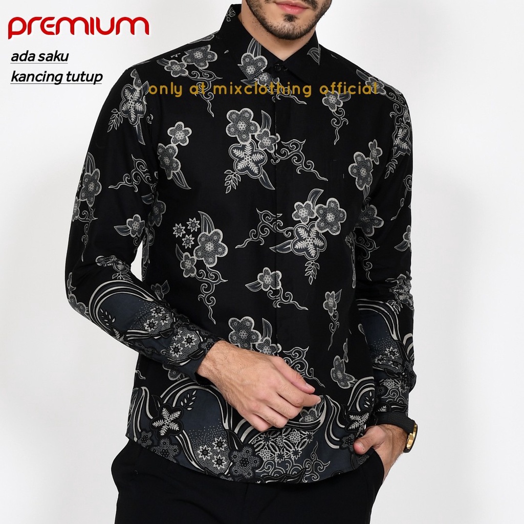 New Premium Baju Kemeja Batik Pria Slimfit Lengan Panjang 1904