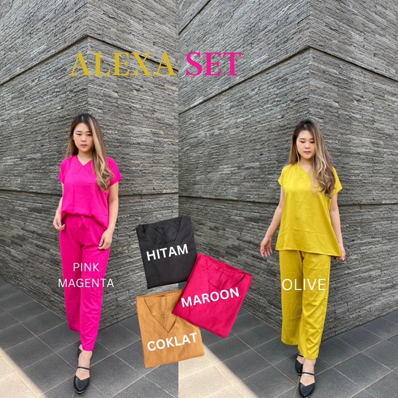 ALEXA SET BY ANGGREK BIRU BAHAN RAYON TWILL ADEM