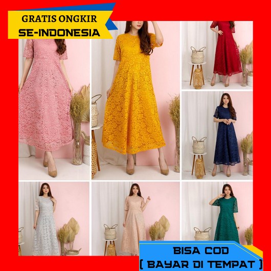 Dress Duyung Tutu Brukat Tile Mutiara / Dress Fashion Pesta / Dress Ke (Dijamin Realpic) Long Dress 
