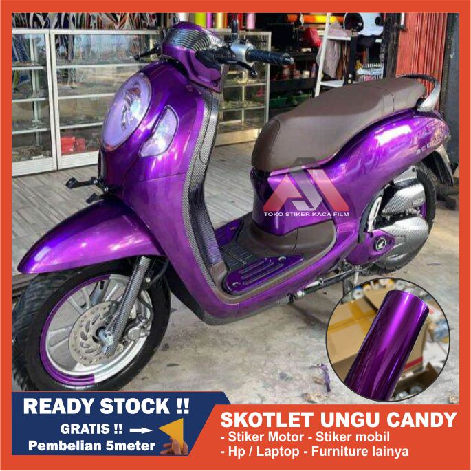 Stiker Scotlite Motor Sticker Skotlet Warna Ungu Candy