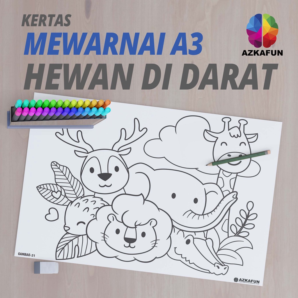 

Kertas Mewarnai A3 HEWAN DARAT - Mewarnai perlengkapan sekolah back to school