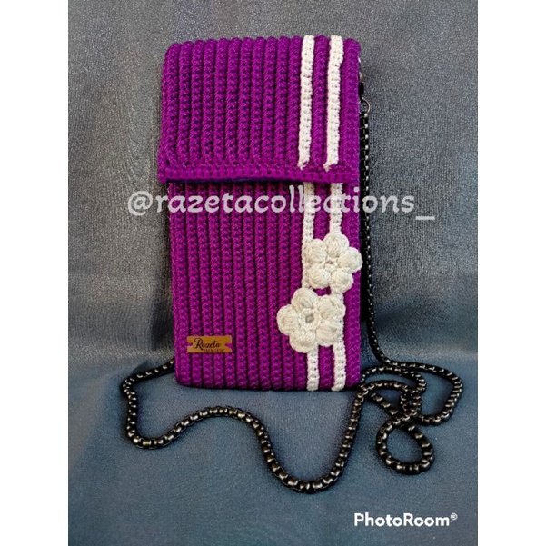 TAS RAJUT HP MOTIF BUNGA