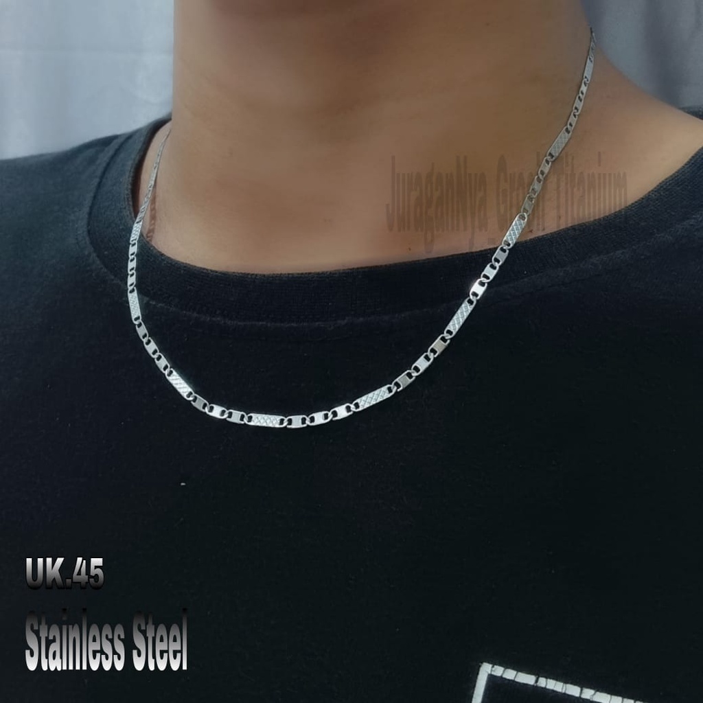 KALUNG TITANIUM  SILVER MOTIF MEWAH ANTI KARAT&amp;ANTI LUNTUR