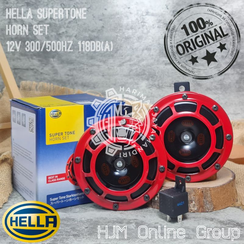 KLAKSON HELLA SUPERTONE - HORN SET SUPER TONE HELLA 12V RED