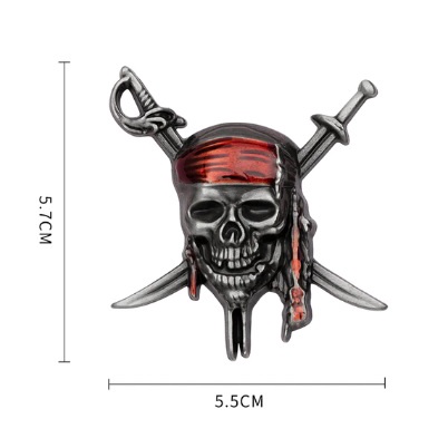 Emblem bajak laut 3D Metal Pirates Skull 022