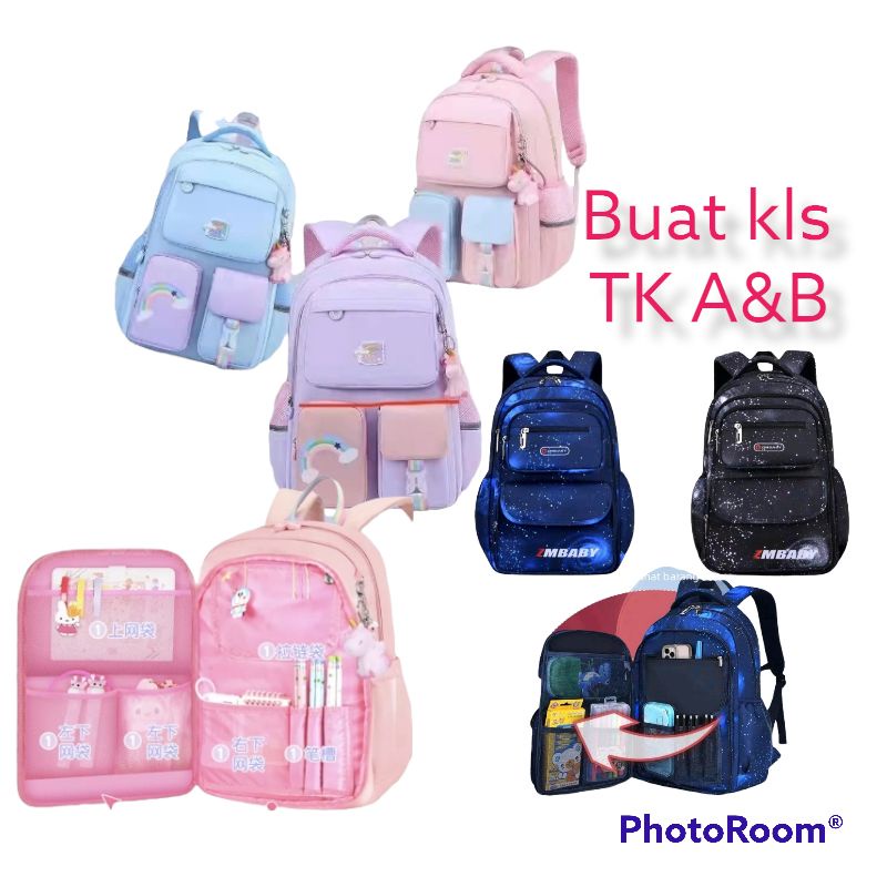 [produk import] Tas sekolah TK Korea open set uk 15inchi