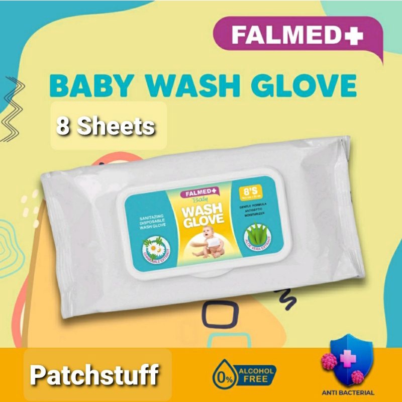 Falmed Wash Gloves Baby 8'S Kantung Seka Bayi Waslap Bayi Sekali Pakai