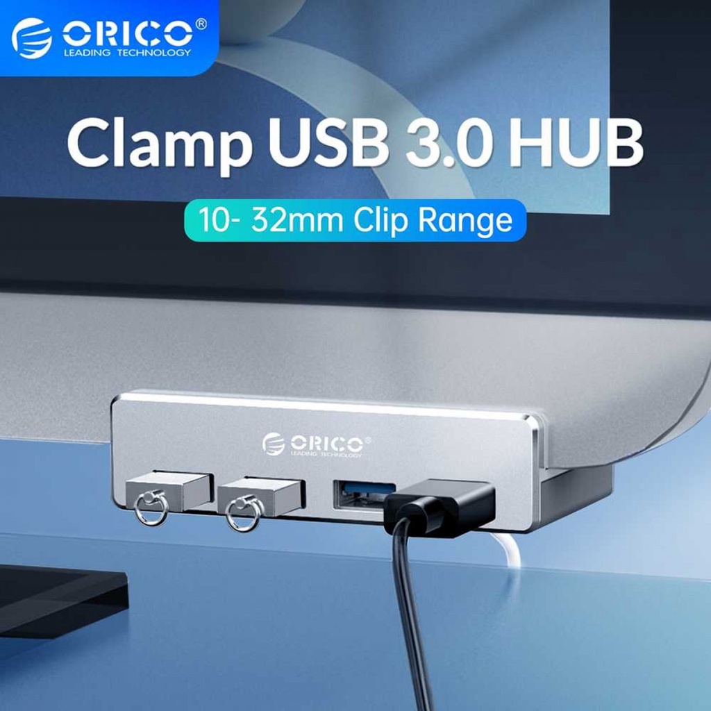 USB Hub 3.0 Jepit Clamp Clip-on Type Universal Aluminium 4 Port