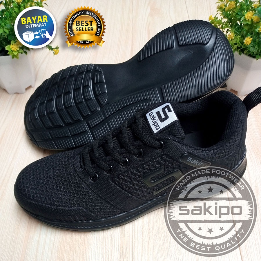 PROMO BTS KEMBALI SEKOLAH !! SEPATU SEKOLAH HITAM POLOS MEREK SAKIPO SD SMP SMA SMK KULIAH / SEPATU BERTALI ANAK SEKOLAH WARNA HITAM  / SEPATU JOGGING RINGAN DI PAKAI / SAKIPO