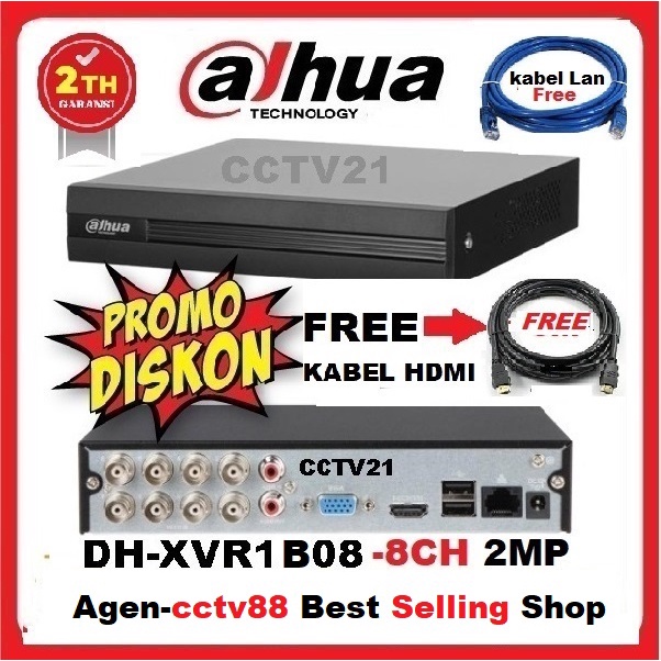 DVR DAHUA 8 Channel / 8CH DH-XVR1B08-I Full HD 1080p 2MP FREE HDMI + LAN