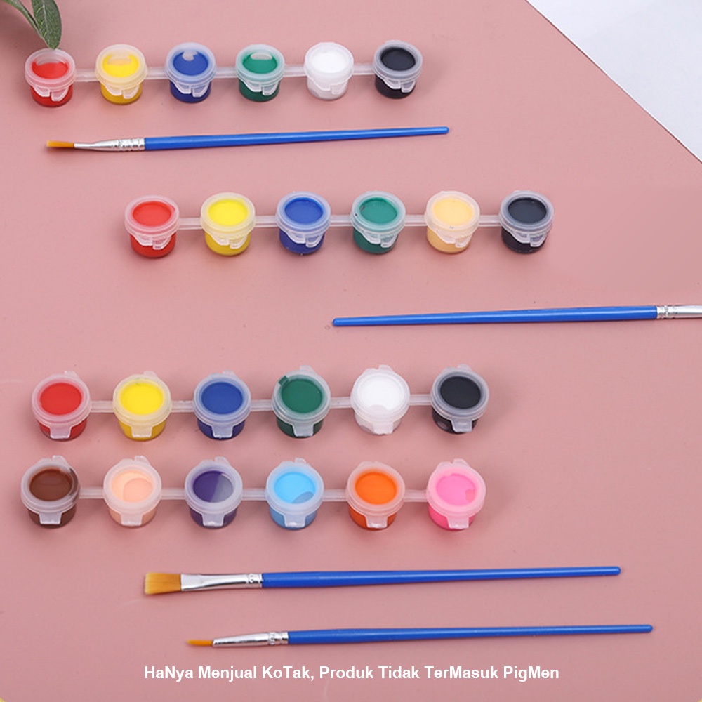 BEVAVAR Pot Cat Plastik Renteng 6Tabung 6 X 5Ml Tempat Cat Acrylic Akrilik Paint Pot Ink Tinta Cup Strip