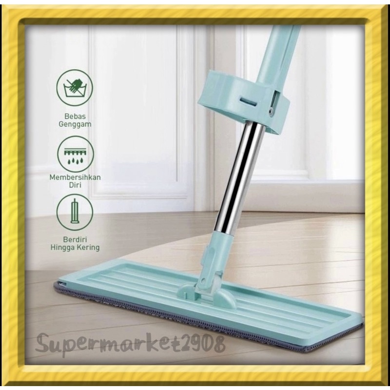 Alat Pel Lantai Tarik Microfiber Ultra Mop / Lap Pel Praktis Alat Pel Lantai Dapat Di Putar 360