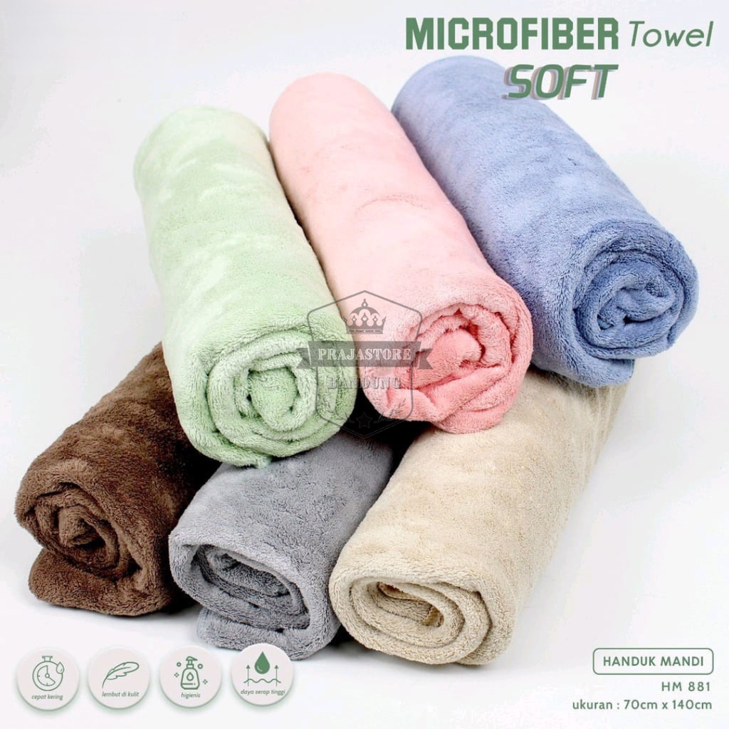 Handuk Mandi Dewasa Jumbo Tebal 70x140 cm Polos Microfiber Soft