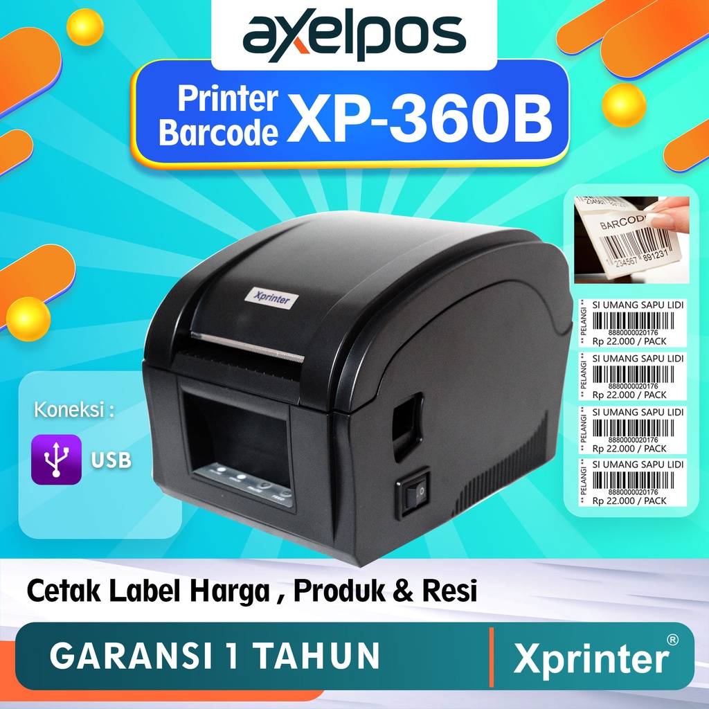 Printer Barcode Label Thermal Stiker Xprinter XP360B USB