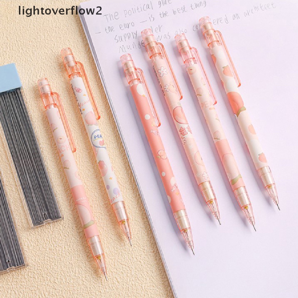 (lightoverflow2) Pensil Mekanik 0.5mm Motif Buah Persik Kartun Lucu Untuk Alat Tulis Sekolah