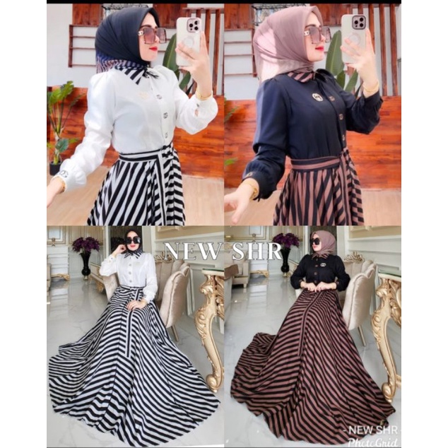 ready  gamis salur mix polos 100% ORI SHR