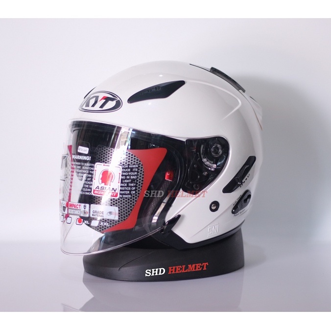 Helm Half Face KYT Galaxy Flat R Solid White KYT Half Face Putih Polos Original