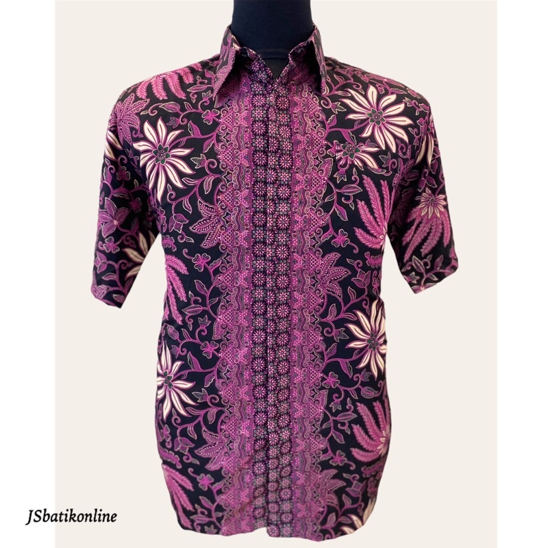 JSBATIK Batik Pria Kemeja Batik Furing Lengan Pendek Batik Furing Mentari