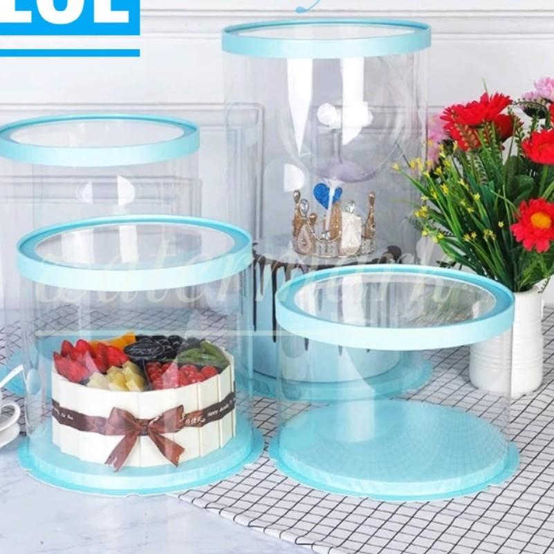

Terbaik Cake Box Bulat Dus Kue Kotak Kue Transparant Mika PET 26x26 cm ア