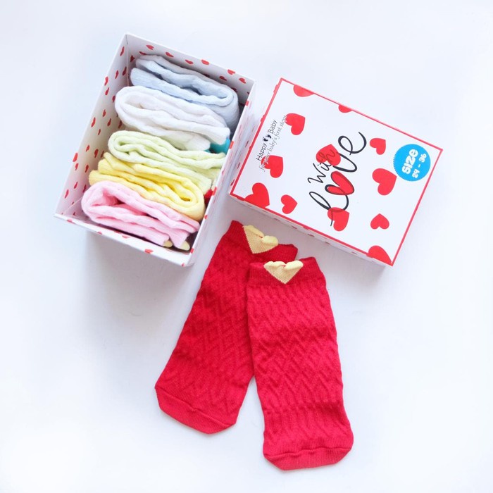 Happy Baby With Love Socks Kaos Kaki Bayi Isi 6 Pasang