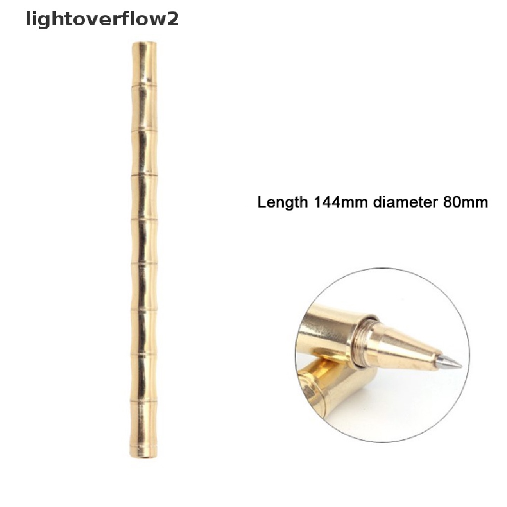 (lightoverflow2) 1pc Pulpen Bentuk Bambu Bahan Kuningan Untuk Hadiah