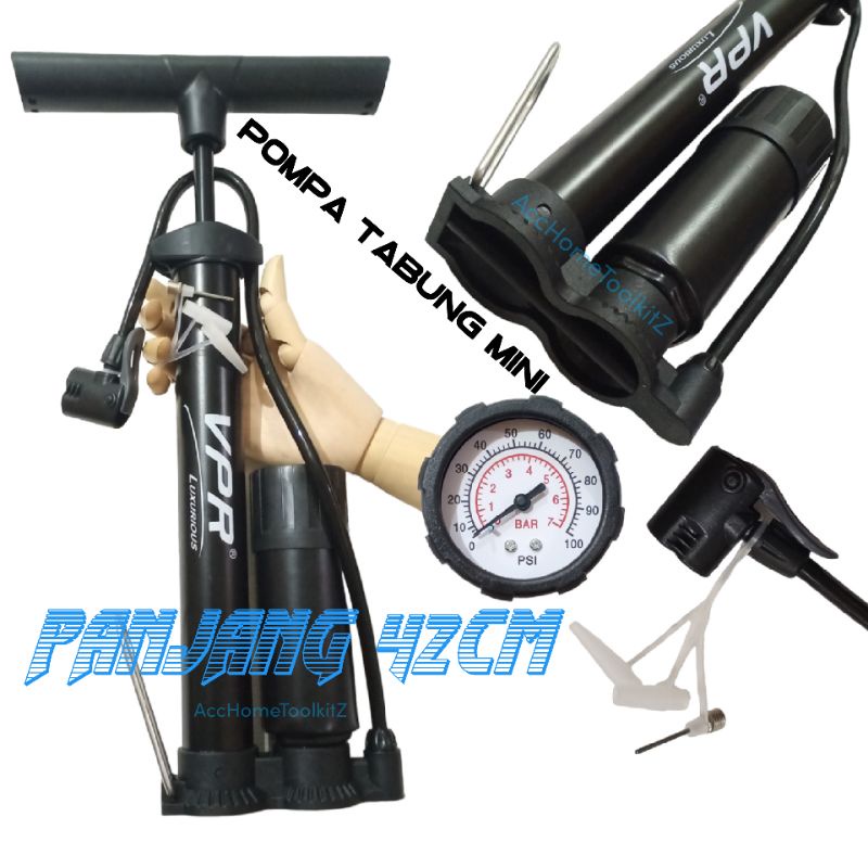 Pompa Angin Tabung Meter Pendek/ Kompa Sepeda Motor Mini / Pump Bola Balon Pelampung