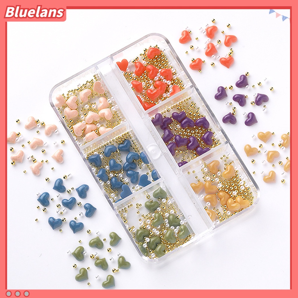 (In Stock) Kacamata Hitam Lensa Warna Warni ♡Set Manik-Manik Mini Bentuk Hati Bunga 3D Untuk Dekorasi Nail Art