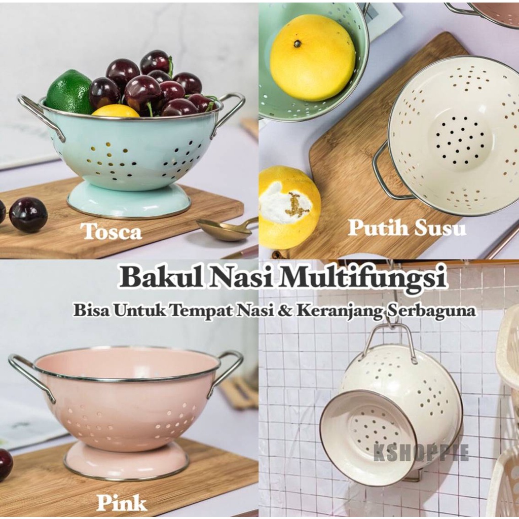Sangku Bakul Nasi / Tempat Nasi Enamel / Wakul Jadul Vintage / Keranjang Multifungsi