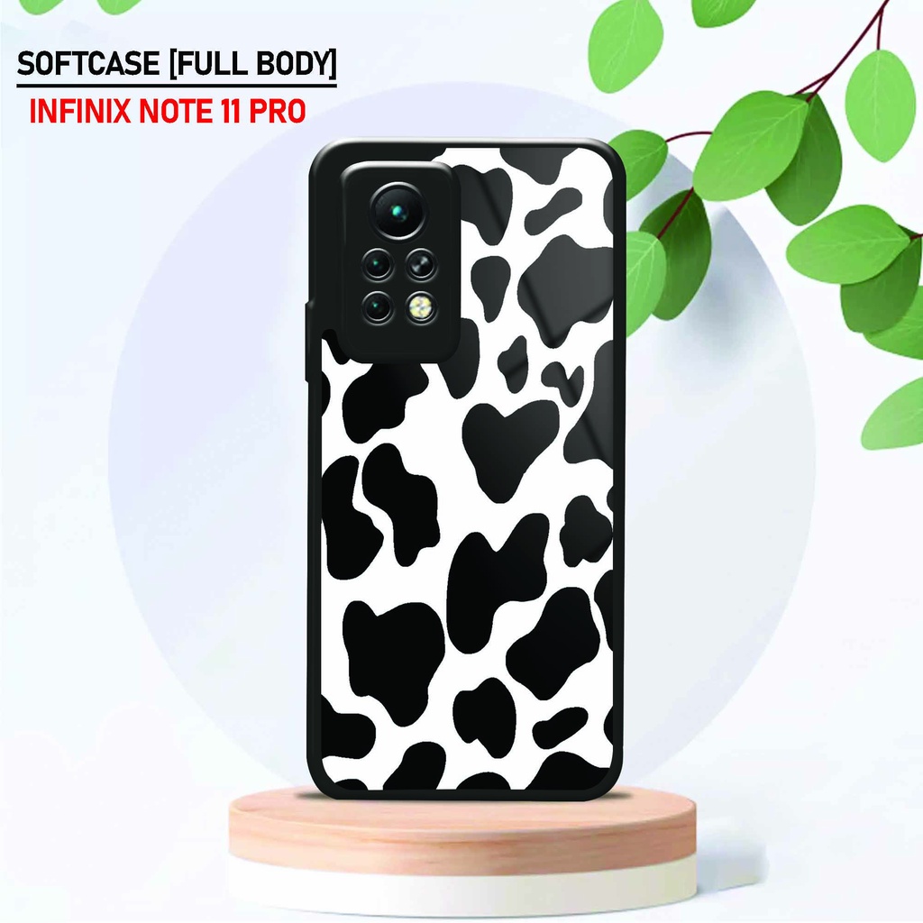 Softcase Kaca Infinix Note 11 Pro - Hardcase Glossy Infinix Note 11 Pro - Fashion [ Kartun Cow 1 ] -