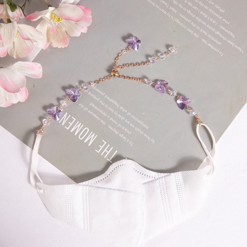 [LITTLE DAISY] MASK KONEKTOR RANTAI TALI MASKER STRAP HIJAB CRYSTAL PREMIUM / KONEKTOR TALI HEADLOOP KOREA ELEGANT