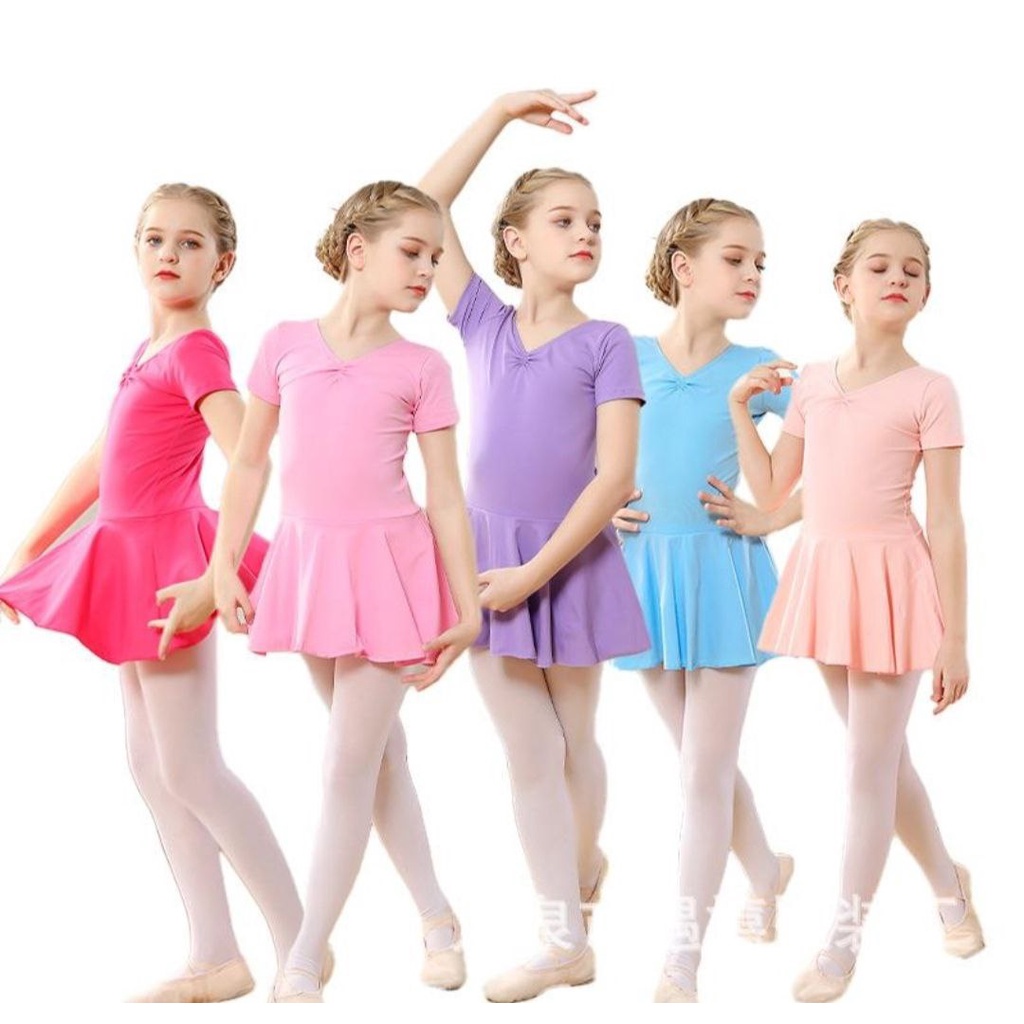 Baju Leotard Balet Ballerina Gymnastic Senam Anak Remaja Lengan Pendek Panjang 3 4 5 6 7 8 10 12 tah